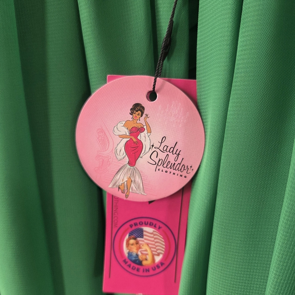 Lady Splendor Chiffon Dream Dress Emerald Green 2X NWT - Picture 9 of 13